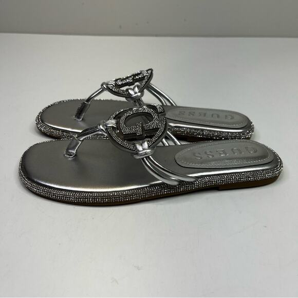 GUESS Saima G Cutout Rhinestone sandals silver metallic crystal rhinestone - 6 - Picture 7 of 12